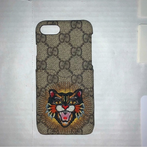 Gucci Limited Edition GG Monogram iPhone 7 Tiger Card Phone Case NIB - Picture 1 of 9